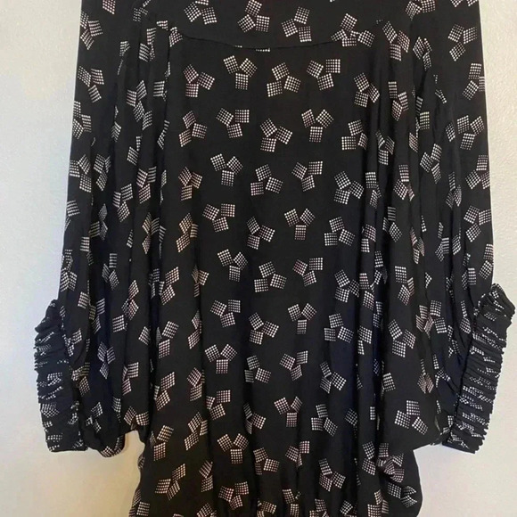 Diane Von Furstenberg Womens Ruffle Sleeve Abstract Silk Blouse - Picture 9 of 9